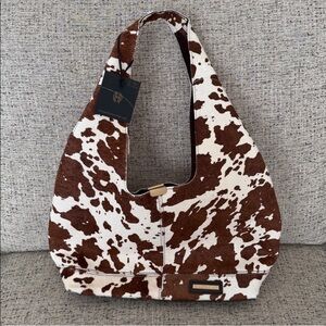 NWT House of Harlow Cowhide Calf Hair Leather Hobo Shoulder Bag Viral